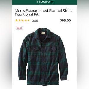 LLBean Men’s fleece lined flannel shirt-limited wear. Ready to move on.